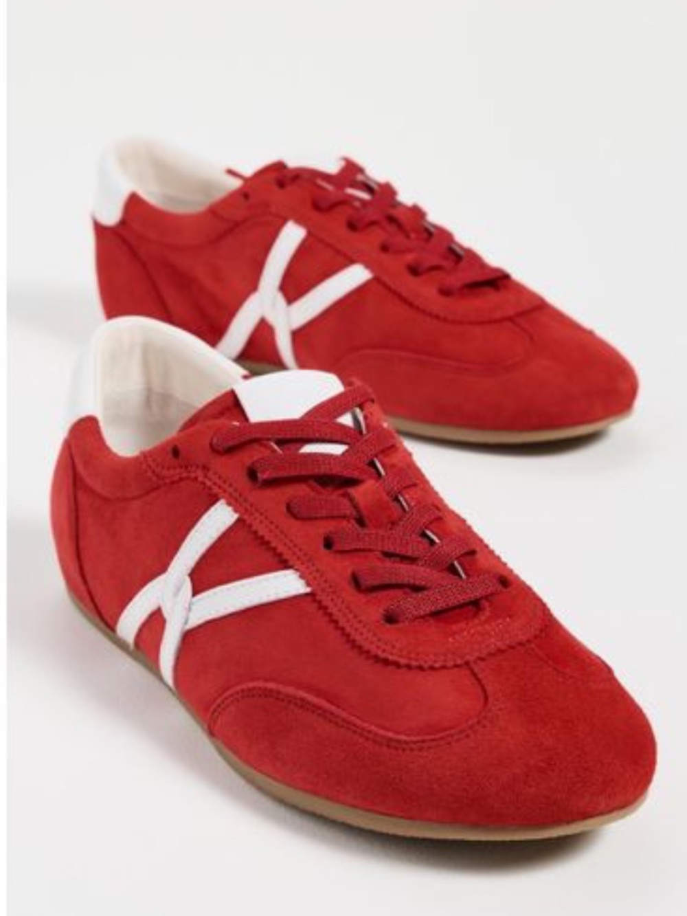 Veronica Red Riviera Suede Sneaker with White Stripes - Picture 1 of 6